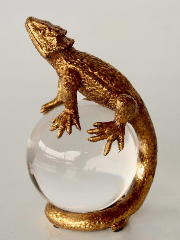 Gold Lizard On Glass Ball